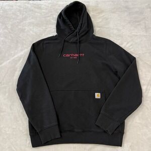 Carhartt Force‎ Black Pullover Hoodie Sweatshirt Kids Medium Logo Spell Out